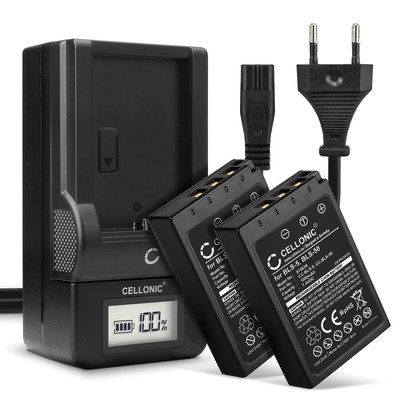 2x Ersatz Akku für Olympus BCS-1 BLS-50 BLS-5 BCS-5 1000mAh + Ladegerät
