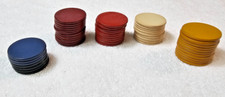 49 x VTG 1930 Catalin Bakelite Poker Chips 6g Glass-Click Navy Red Cream Mustard