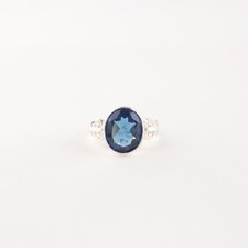 London Blue Topaz Gemstone 925 Solid Silver Handmade Jewelry Ring For Girlfriend