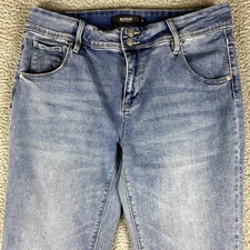 Hudson Jeans Women 12 Blue Straight Flap Pocket Light Whiskered Faded Rockabilly