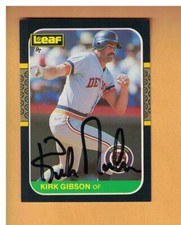 Kirk Gibson Autographed 1987 DONRUSS LEAF Baseball Card Signed Detroit Tigers