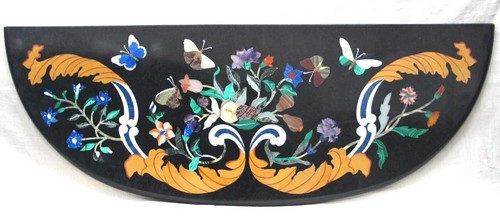 Modern Marble Console Table Top with Antique Pattern Inlay Work Dining Table Top - Picture 2 of 6