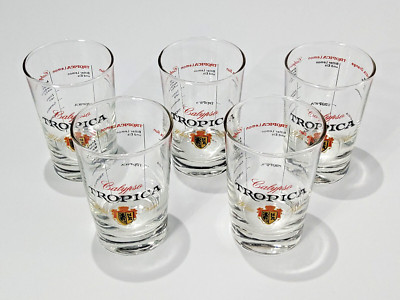 TROPICA Calypso white Rum Glas, 60er Sammler Gläser, Cocktail 5 Stück