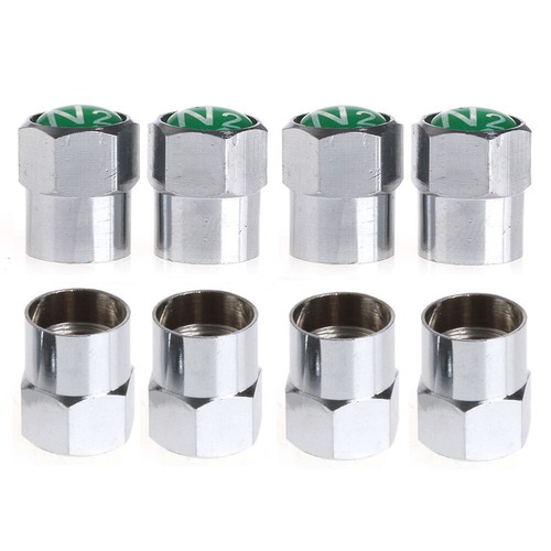 4PCS NITROGEN N2 Car Wheel Tire Valve Stem Caps Chrome Plating O-ring Sealed - Picture 2 of 12