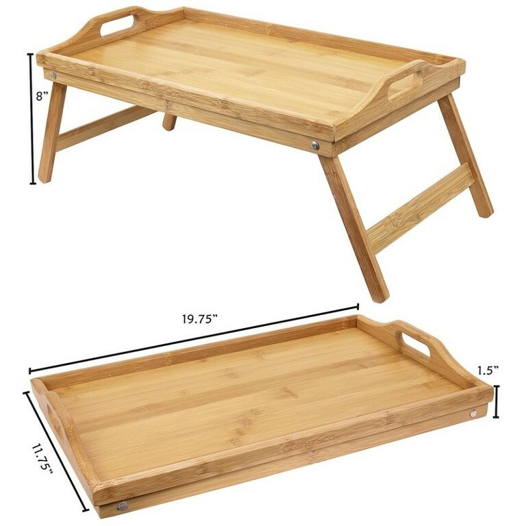 Bamboo Small Foldable Desk, Breakfast Tray, Bed Table, Laptop Desk