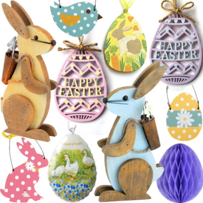 OSTERN HÄNGEND & STÄNDER Hase Kaninchen Eiersuche Party Deko Aufhänger Plakette Schild