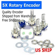 5X EC-11 Rotary Encoder Digital Potentiometer 20mm Knurled Shaft with Switch USA