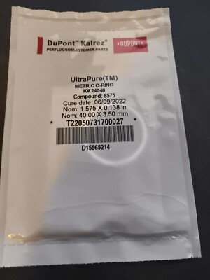 Dupont Kalrez Ultrapure Metric O-Ring K# 24040 Compound: 8575 (40.00 X 3.50 mm)