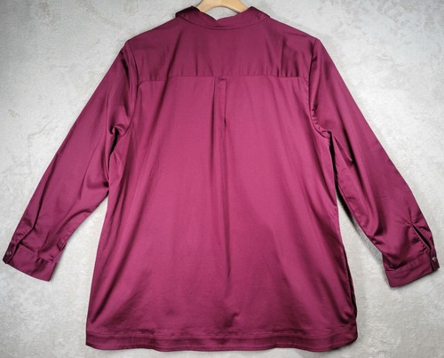 Chico's Blouse Top Sz 3 Plum Button On Side Monrovia Long Sleeves VNeck Collar - Picture 2 of 23