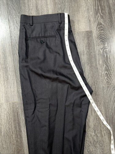 Pierre Cardin 44R Black On Black Striped Wool Suit Pants 38 - Picture 10 of 11