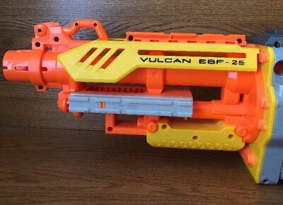 Nerf Vulcan EBF-25 Yellow And Orange Automatic Toy Dart Gun