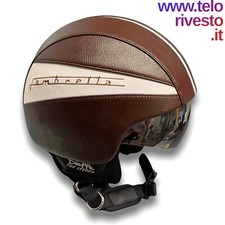 Casco Lambretta Vespa Vintage personalizzabile in eco pelle Marrone S,M,L,XL