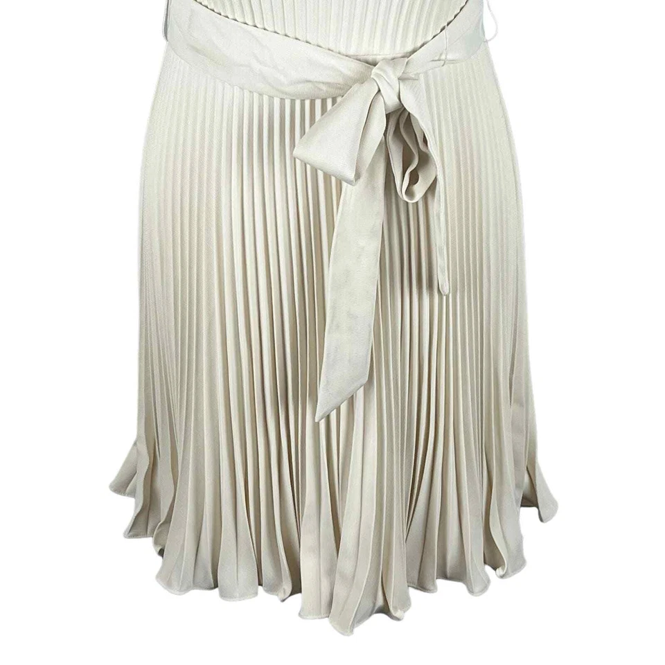 DKNY SUNBURST PLEATED FIT & FLARE MINI DRESS IN CREAM NWT WOMEN'S SIZE 4 - Image 3 of 4