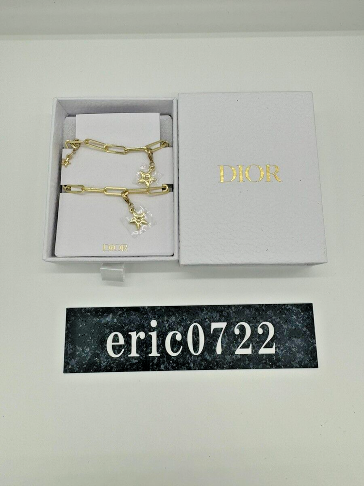 Christian Dior novelty Gold Star logo Strap Key Chain Charm NEW box from JAPAN