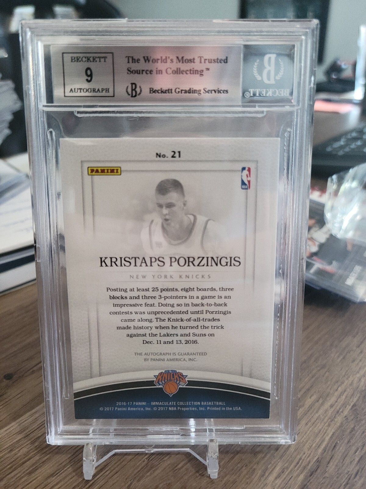 Kristaps Porzingis 2016-17 Panini Immaculate Shadow Box Auto 