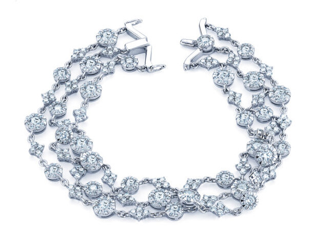 Three Row Women's Bracelet With 17.09CT Cubic Zirconia In 935 Argentium Silver