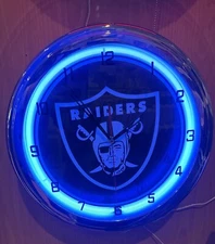 Las Vegas Raiders Sign Single Neon Clock Home Bar Decor14”