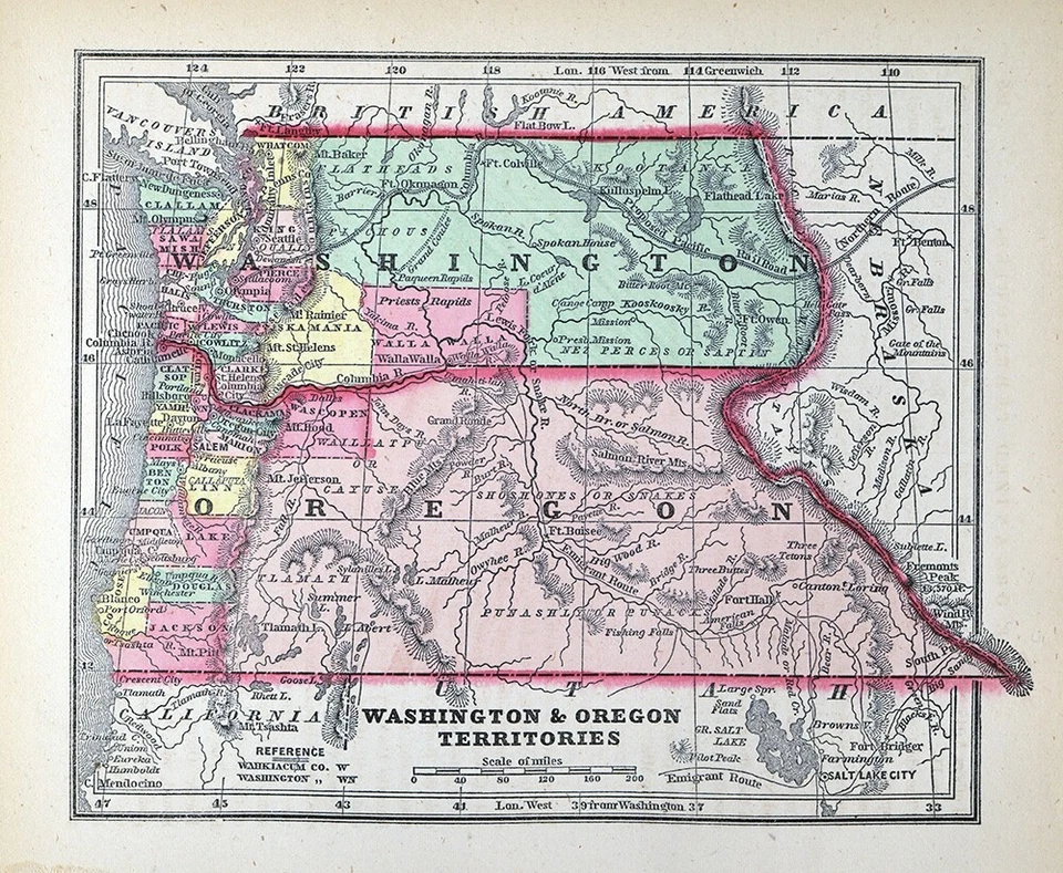 1857 Morse Map Washington Oregon Territory Idaho Seattle Astoria Salem Olympia - Image 2 of 4