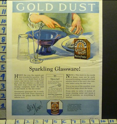 1925 GOLD DUST KITCHEN DISH WASH POWDER WOMAN SOAP DETERGENT VINTAGE AD  W67
