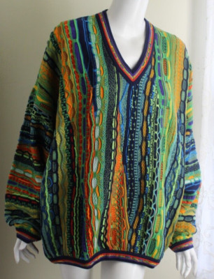 Neu Tundra Größe XL Grün Toll Art-To-Wear Baumwollpullover Coogi Stil