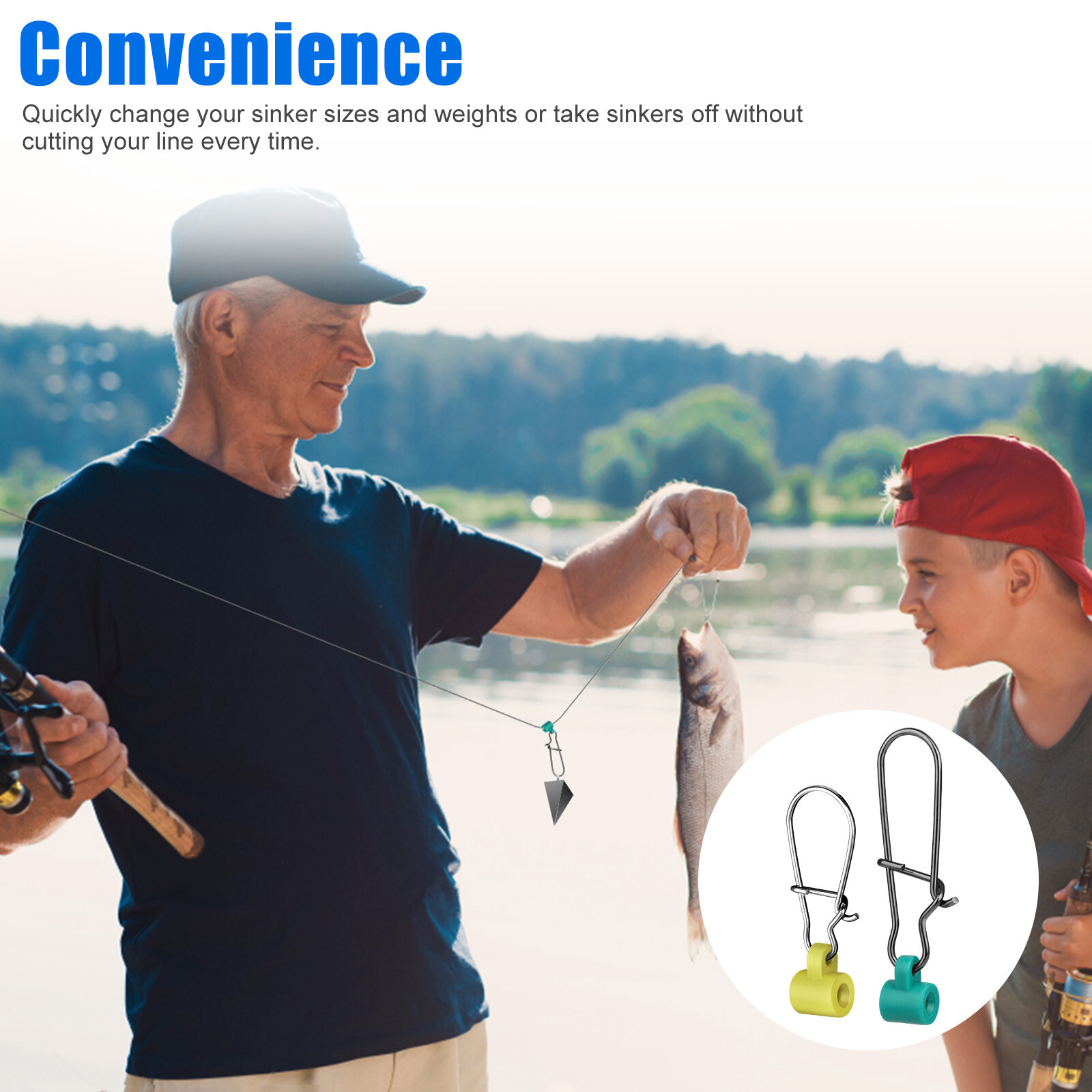 50/100x Heavy Duty Fishing Sinker Slide Duo Lock Snap Fish Finder