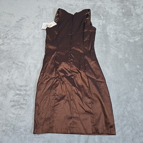 Jessica Mclintock Dress Womens 12 Brown Coco Sleeveless Flower Dinner Preppy - Picture 3 of 7