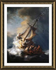 Christ In The Storm Sea Of Galilee by Rembrandt | Framed canvas | Wall art HD