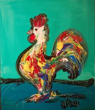 ROOSTER    PAINTING Impasto  Abstract   CANVAS ORIGINAL FI88DW