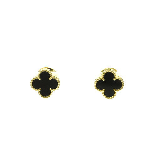 Van Cleef & Arpels Sweet Alhambra Onyx Yellow Gold (18K) Stud Earrings BF592756
