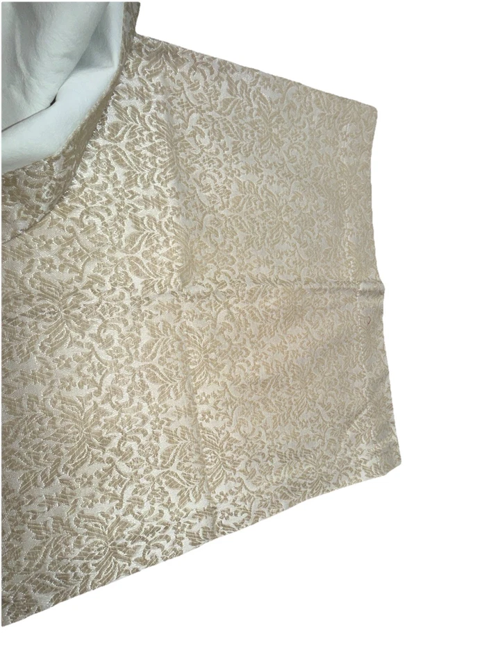 2 cortinas plisadas vintage pellizco par de paneles beige estampado bordado Foto 4 de 4