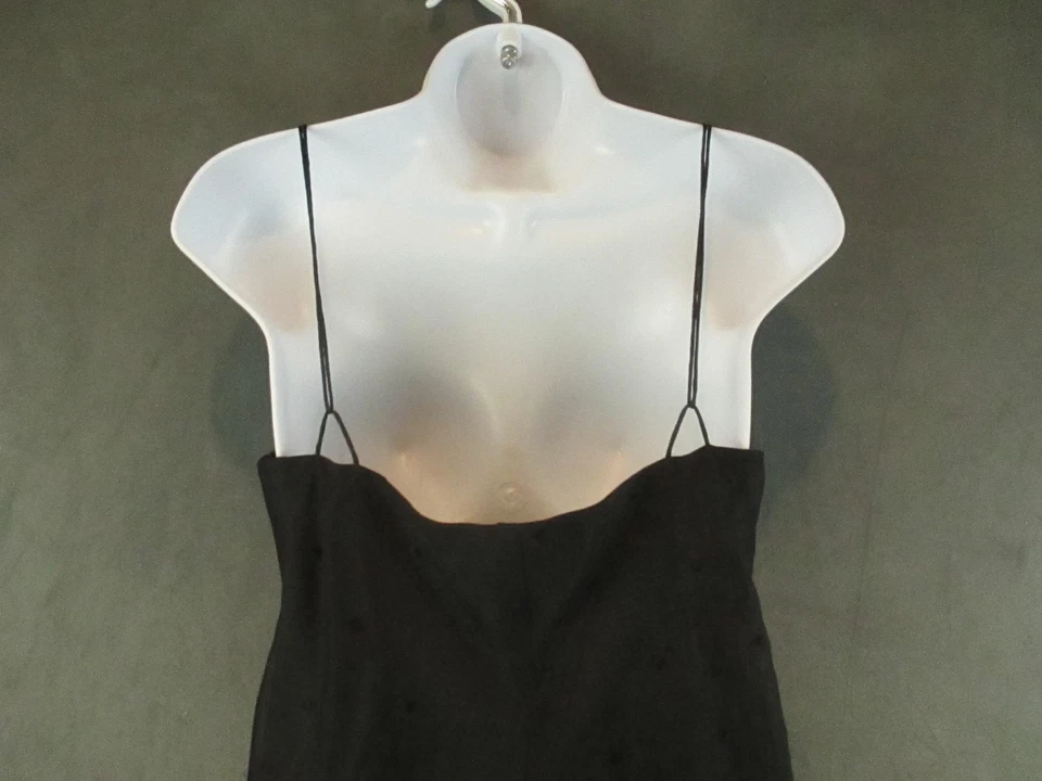 Lauren Ralph Lauren Dress Womens 6 Black Silk Slip Spaghetti Strap Swiss Dot Y2K - Image 4 of 4