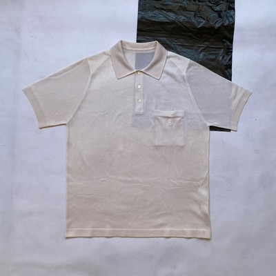 Size 4 Vintage Montagut Paris Polo Shirt Made In Portugal 80s Casual Ivory White