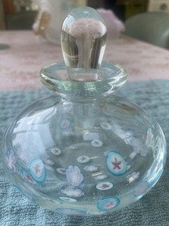 Vintage Millefiori Art Glass Murano style Perfume Bottle & Stopper