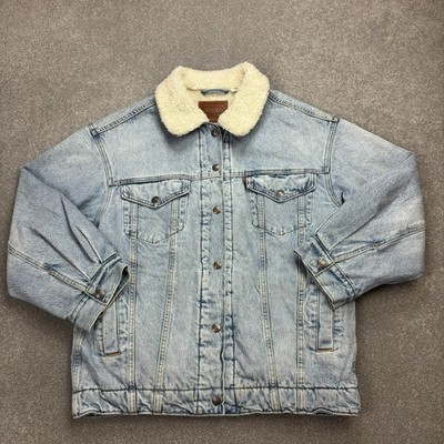 Levis Jeansjacke Damen klein blau Trucker Sherpa gefüttert Red Tab Utility Ladies
