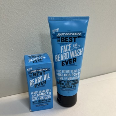 SET of Just for Men The Best Ever Face And Beard Wash 3.4oz & Beard Oil Ever 1fl