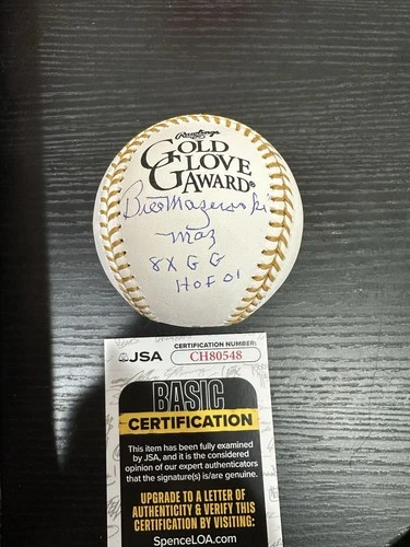 Bill Mazeroski Signed Gold Glove Baseball! 3 Inscriptions !