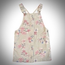 Oshkosh B  gosh Girls 4T Denim Floral Bib Overalls Pinafore Dress VGUC 110