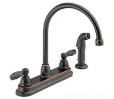 Peerless P299575LF-OB 8in 2-Handle High-Arc Kitchen Faucet w/Sprayer