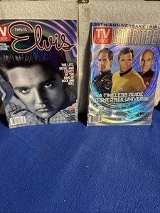 Lot Of 2 Tv Guides Elvis Hologram And  Star Trek 35th Anniversary With Posters