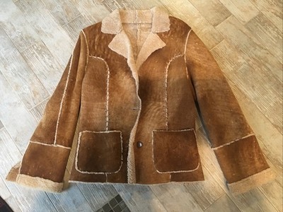 Olivieri Italian Made New Camel Distressed Shearling Coat Sz 10 A Must Have !