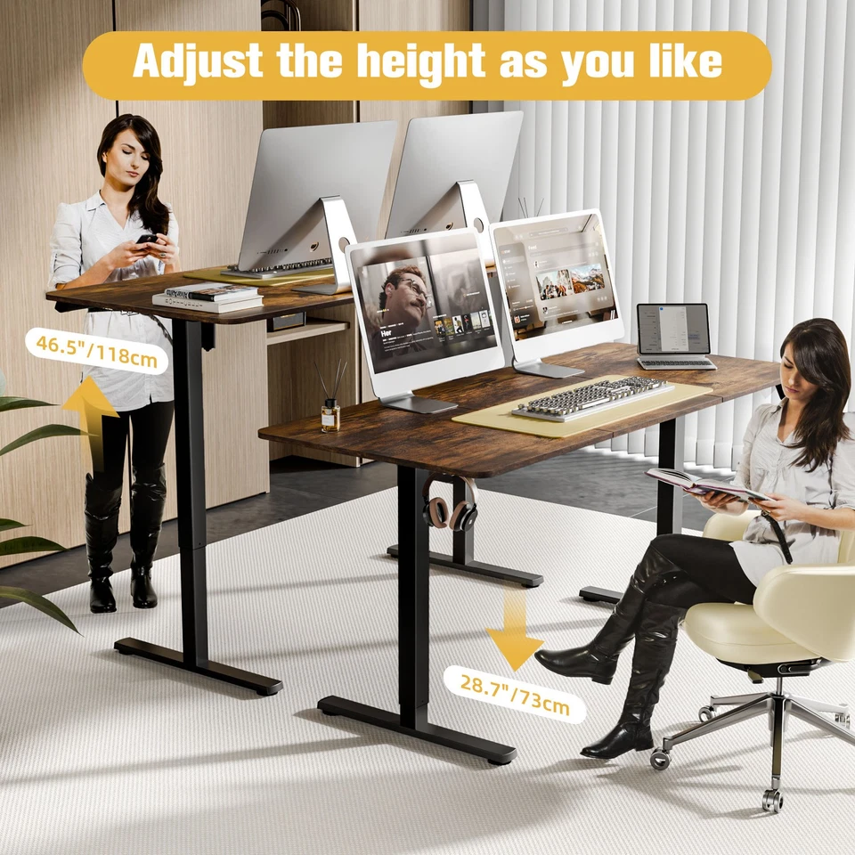 Ergomaker 160cm Electric Standing Desk Adjustable Sit Stand Computer Desk Walnut - image 3 of 4