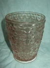 Vintage Jeanette Holiday Buttons & Bows Pink Depression Glass 4” Flat Tumbler