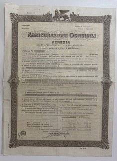 1946 POLIZZA VITA ASSICURAZIONI GENERALI VENEZIA