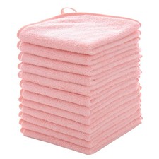 MUKIN Baby Washcloths Set - 12 Pack 12x12 Inches Microfiber Coral Fleece Face