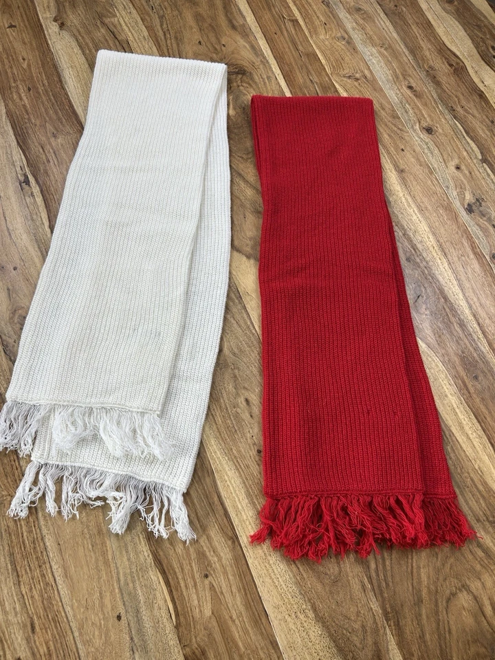 Polo Ralph Lauren Mezcla de Lana Rojo y Blanco Bufanda Tejida 8" Ancho Talla Única 7-16 Lote Foto 4 de 4