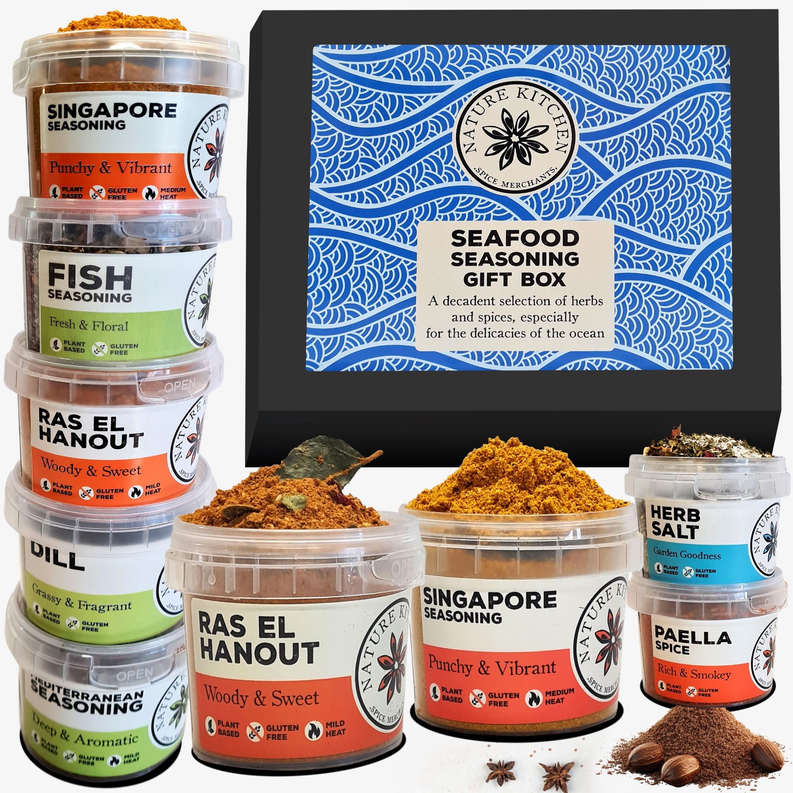 Nature Kitchen Seafood Spice Gift Set 9x Vegan Gluten Free Herbs & Seasonings