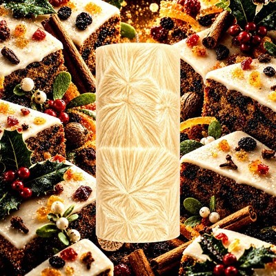 Vanilla Iced Christmas Cake Pillar Candle - 4 Sizes - Choose Your Colour