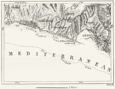 ITALY. Genoa Suburbs, sketch map c1885 old antique vintage plan chart