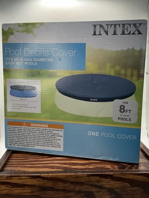 #ad INTEX 8ft Easy Set Pool Cover w 12quot; Overhang and Rope Tie NEW