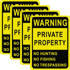 4 Pcs Posted No Trespassing Signs Private Property 10 X 7 Inch No Hunting Signs